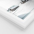 Plakat w ramie 50x70 - Zima w Domkach: Urok Śnieżnej Scenerii - domki w śnieżnym krajobrazie - rama biała