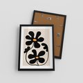 Plakat w ramie 30x40 - Wyjątkowość Boho - minimalistyczny abstrakcyjny obraz, prymitywne kwiaty - rama czarna