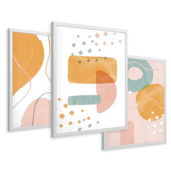 Zestaw obrazy w ramie 50x70 galeria - Nowoczesne, grafiki, abstrakcja, pastele - rama biała