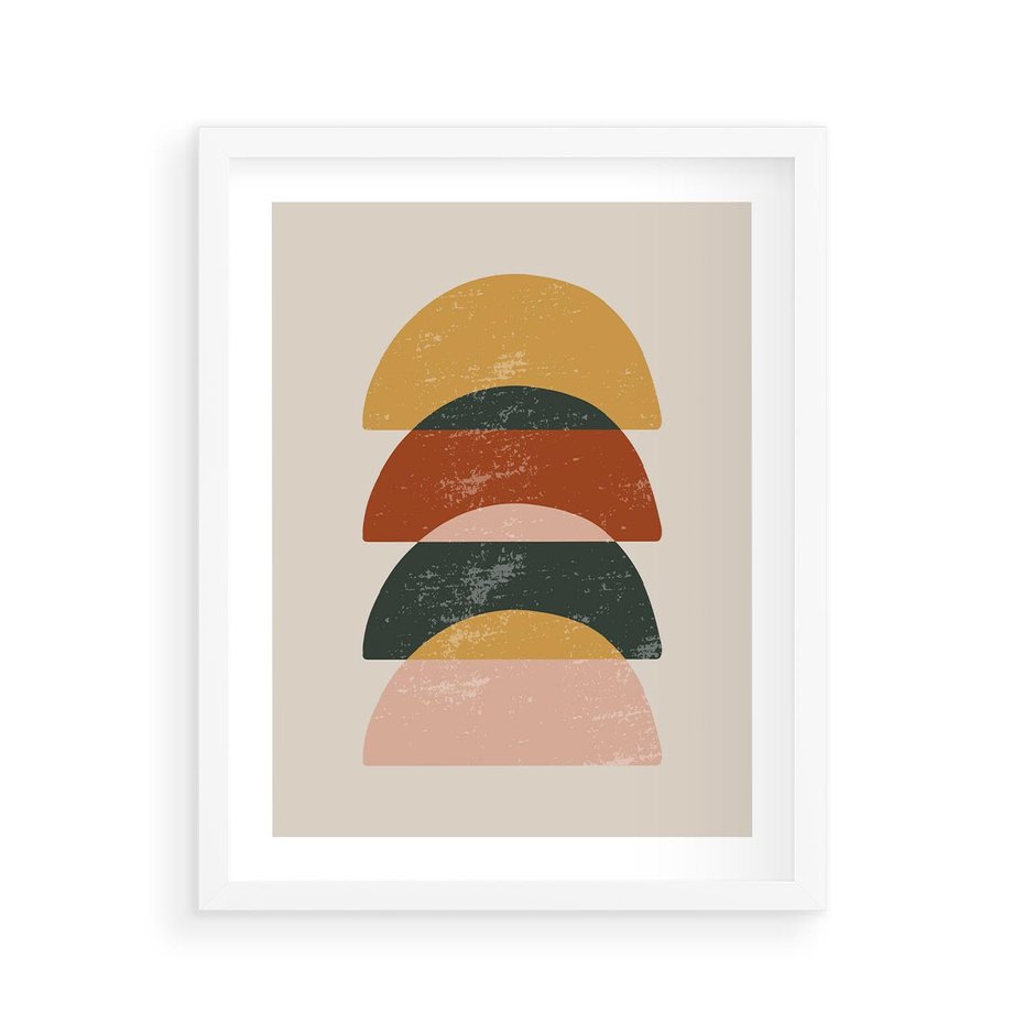 Plakat w ramie 40x50 - Energetyczne Wzory - nowoczesny plakat, abstrakcyjne kształty - rama biała