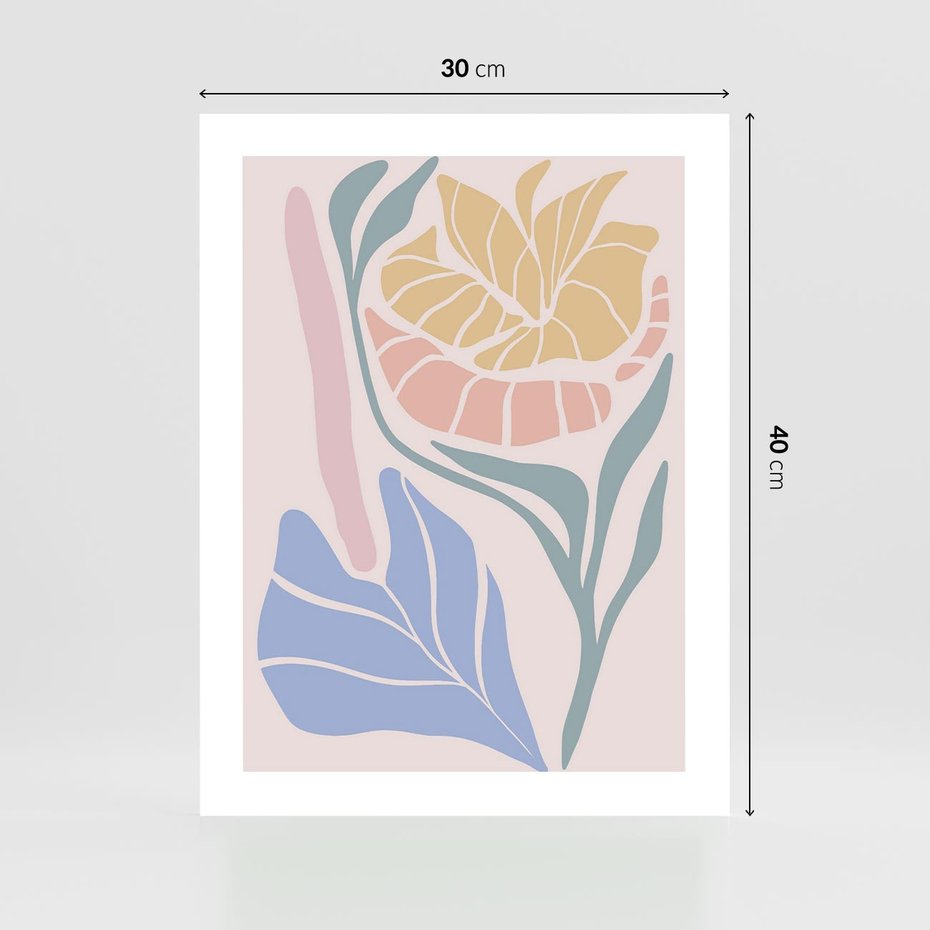 Plakat bez ramy 30x40 - Kwiatowe Granice Kształtów - nowoczesny plakat, kwiaty w pastelowych kolorach