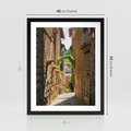 Plakat w ramie 40x50 - Włoska uliczka w perspektywie - Włochy, uliczka - rama czarna