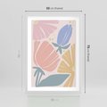 Plakat w ramie 50x70 - Rozkwitające Harmonie Natury - pastelowe kwiaty, na beżowym tle - rama biała