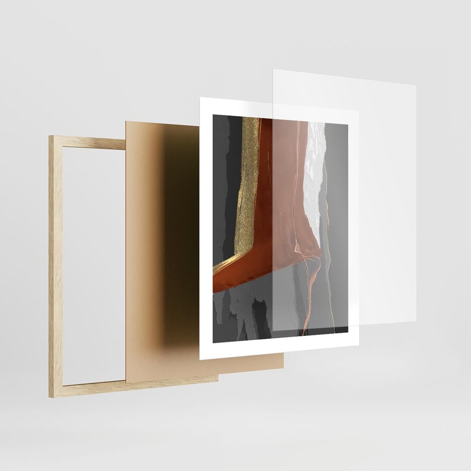 Plakat w ramie 40x50 - Abstrakcyjna impresja - abstrakcja, nowoczesny - rama drewno