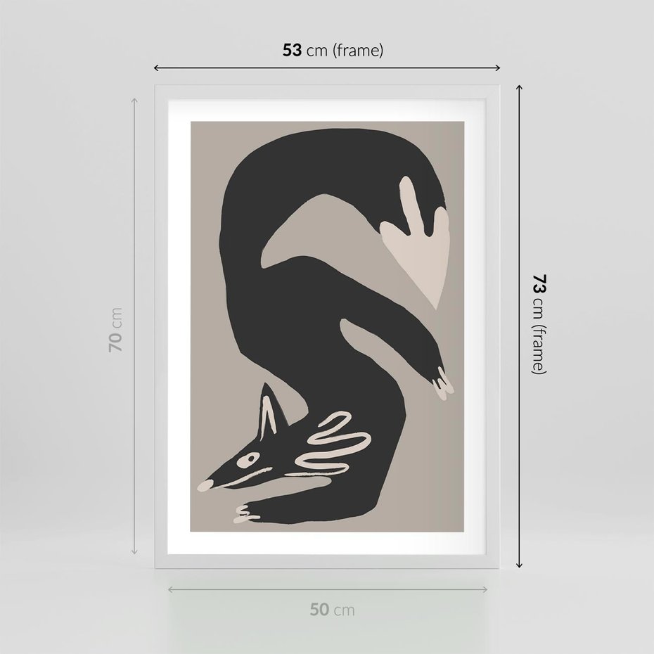 Plakat w ramie 50x70 - Ekspresja Skandynawskiego Światła - skandynawska sztuka, lis - rama biała