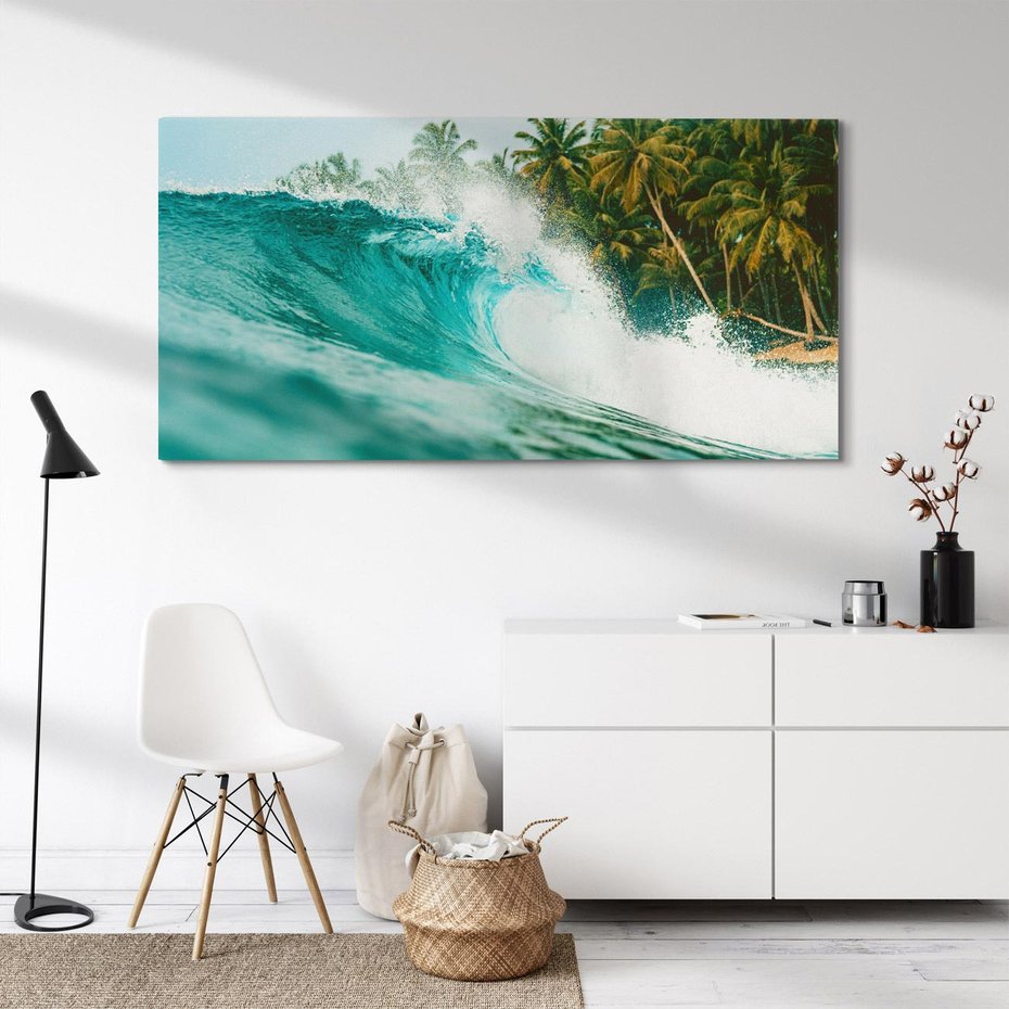 Obraz na płótnie 120x60 - Rajskie Wybrzeże - fotografia, duża fala