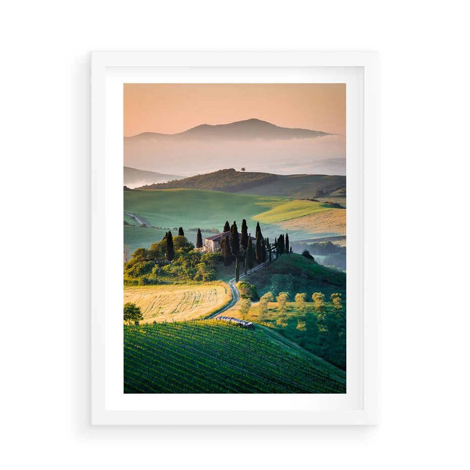 Plakat w ramie 50x70 - Perspektywa malowniczego widoku - widok, perspektywa - rama biała