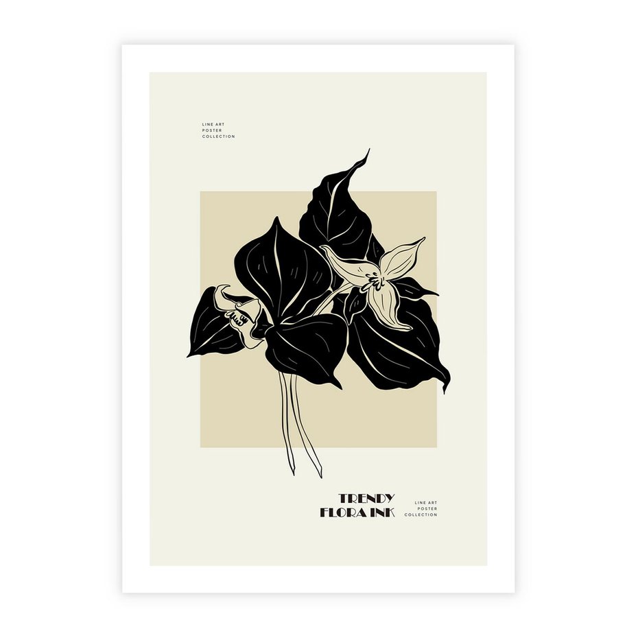 Plakat bez ramy 30x40 - Ekspresja w szkicowanych kształtach - kwiaty, typografia