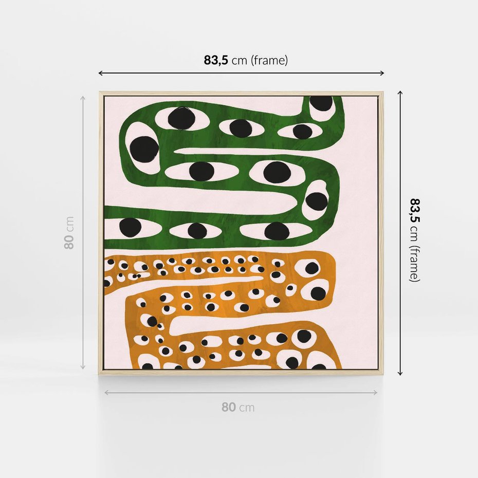 Obraz w ramie 80x80 - Mroczne Wypaczenia - abstrakcyjny obraz, dziwne kształty - rama drewno