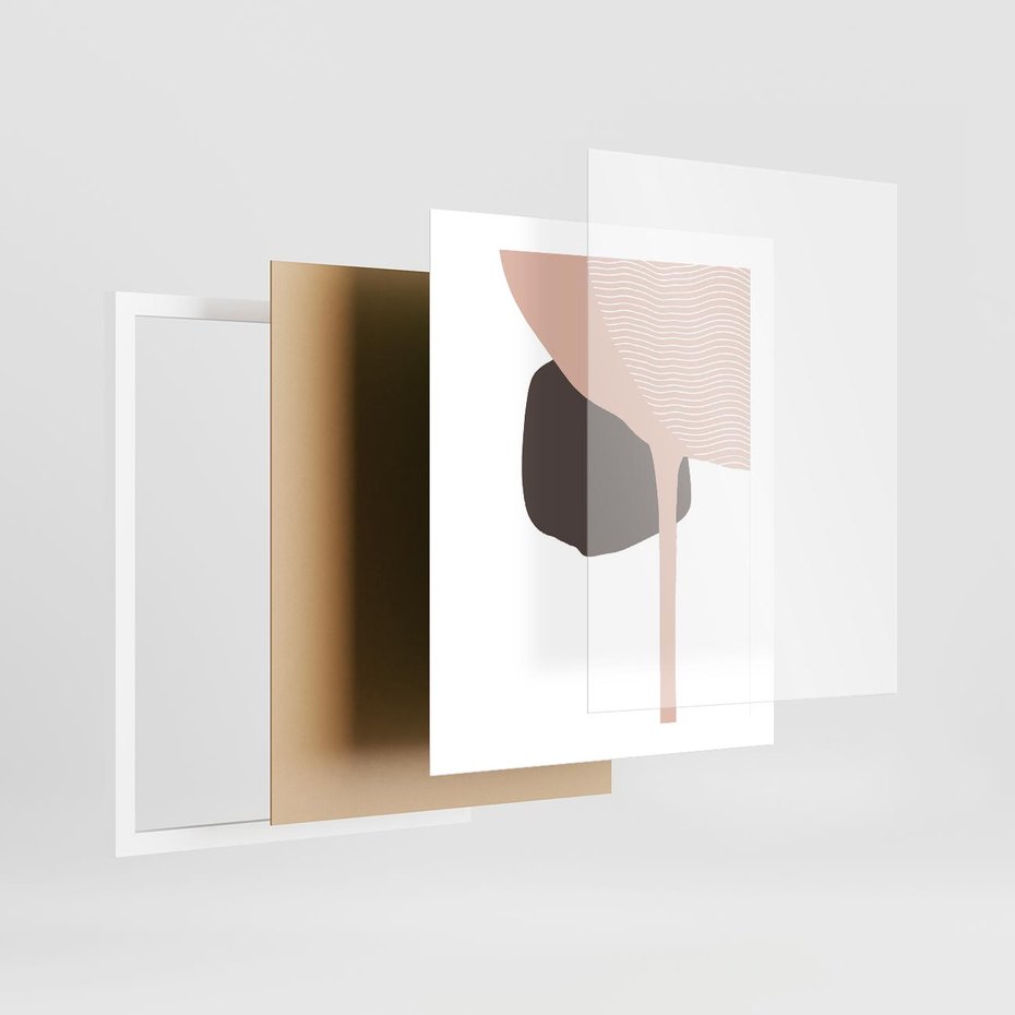 Plakat w ramie 40x50 - Wibracje Odbić Plam - abstrakcyjny obraz, rozlewające się plamy - rama biała