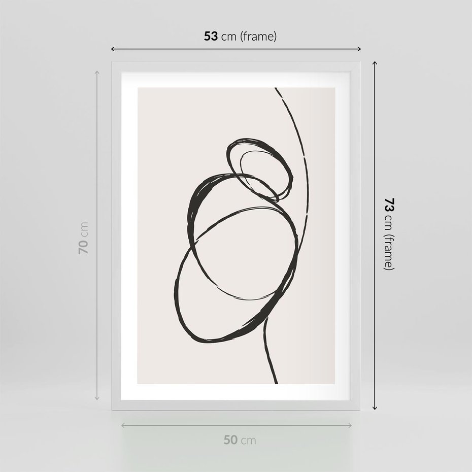 Plakat w ramie 50x70 - Modernistyczne Refleksje - abstrakcyjne szkicowane linie, minimalizm - rama biała