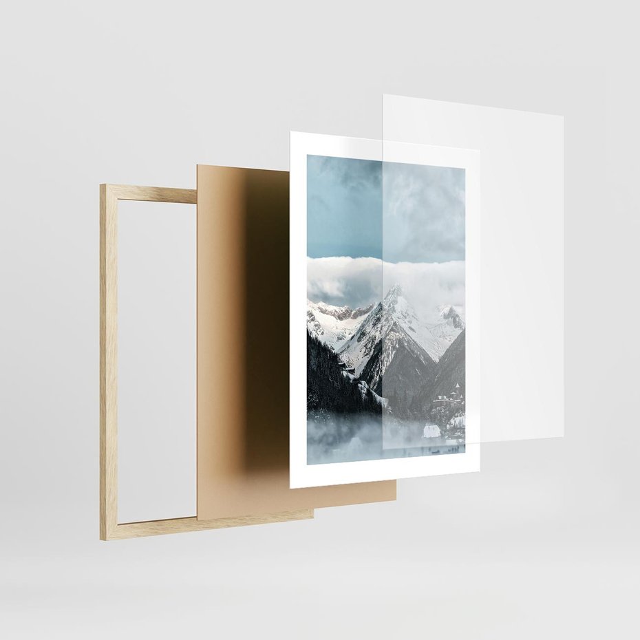 Plakat w ramie 30x40 - Magia Zimy w Górach - góry, śnieg - rama drewno