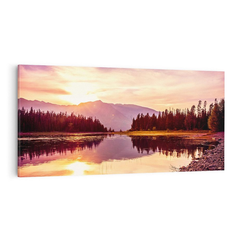 Obraz na płótnie 100x50 - Harmonia natury - góry, jezioro