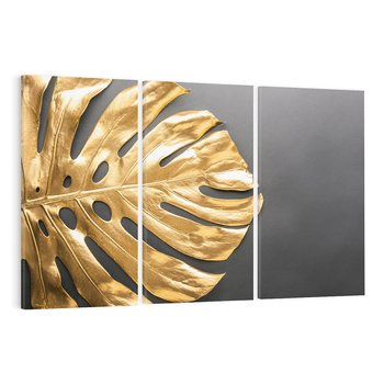 Obraz na płótnie 120x80 - Złoty Liść Monstera - złoty, liść