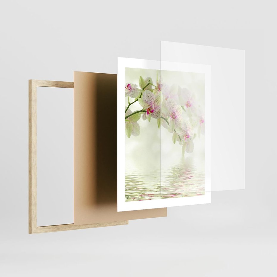 Plakat w ramie 40x50 - Orchidea w Spa - orchidea, kwiaty - rama drewno
