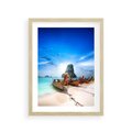 Plakat w ramie 30x40 - Morze na Łodzi - morze, łódź - rama drewno
