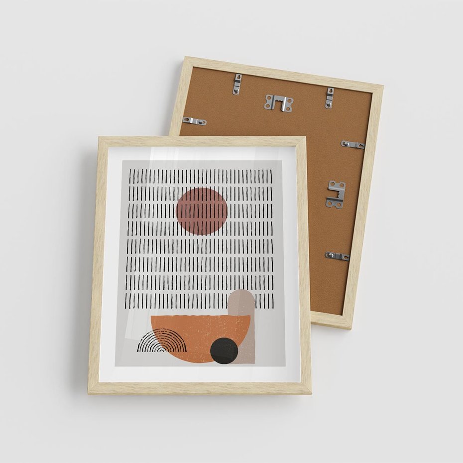 Plakat w ramie 40x50 - Symetria w Stylu Mid-Century - minimalistyczny obraz, mid-century styl - rama drewno