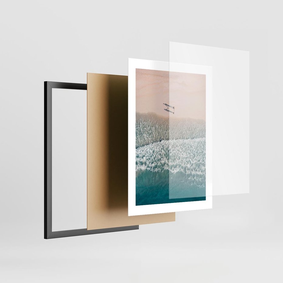 Plakat w ramie 30x40 - Turkusowe Uroki - niebieskie turkusowe morze, plaża - rama czarna