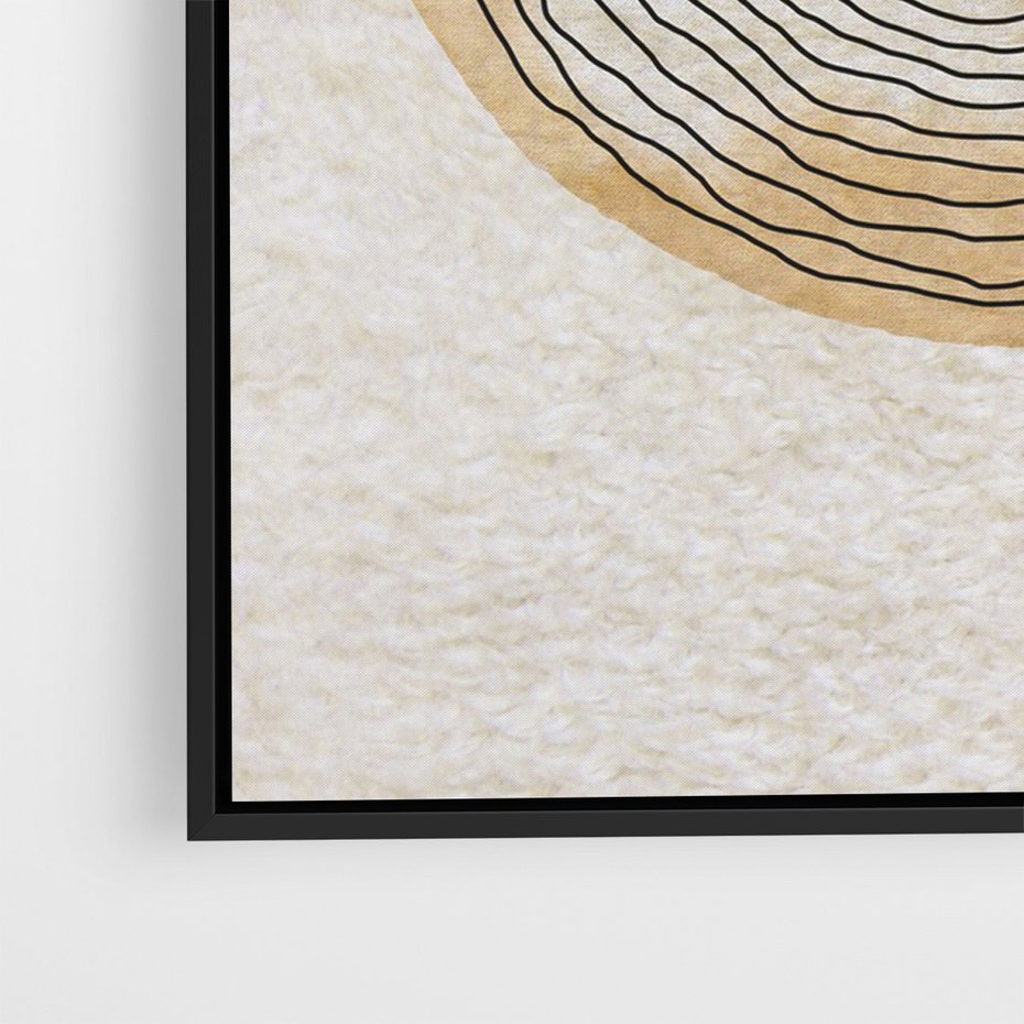 Obraz w ramie 70x100 - Zapisane w promieniach słońca - beżowe strukturalne tło, koła - rama czarna