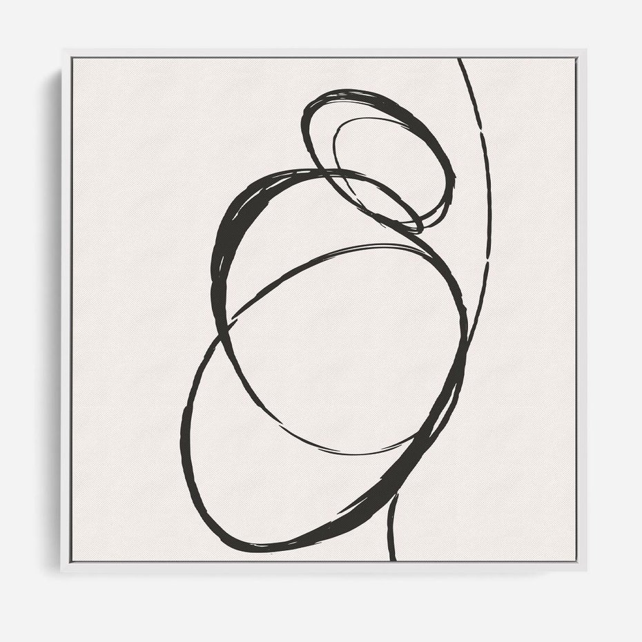 Obraz w ramie 80x80 - Modernistyczne Refleksje - abstrakcyjne szkicowane linie, minimalizm - rama biała