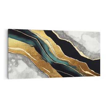 Obraz na płótnie 100x50 - Refrakcje płynącej rzeczywistości - jak marmurowa rzeka, linie złota