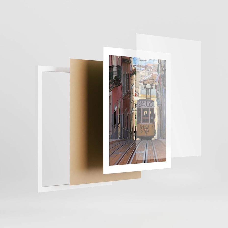 Plakat w ramie 30x40 - Lizbońskie tramwaje - podróż w czasie - Lizbona, tramwaj - rama biała