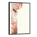 Obraz w ramie 70x100 - Rozkwitające Marzenia - japońska sztuka, ptak - rama czarna