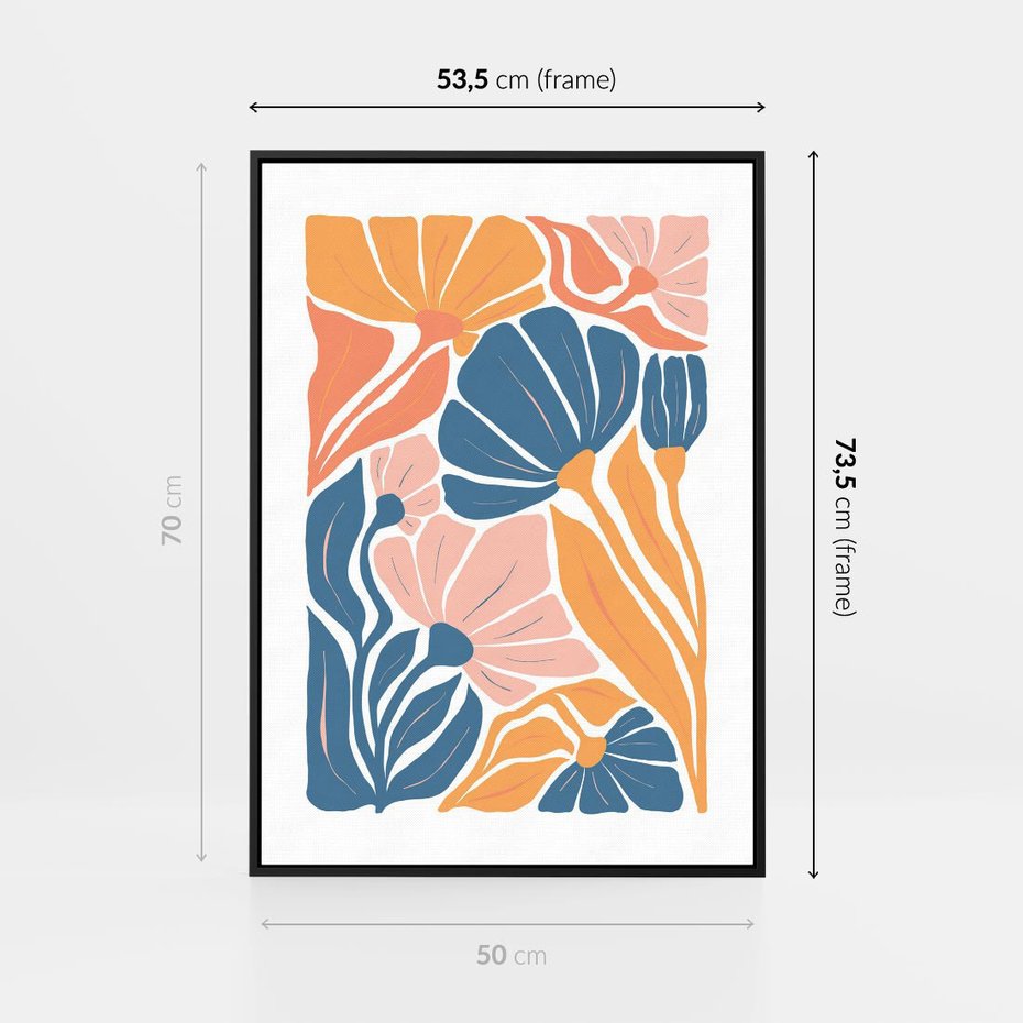 Obraz w ramie 50x70 - Wibracje Kolorowych Wiatrów - kwiaty, pastelowe kolory - rama czarna