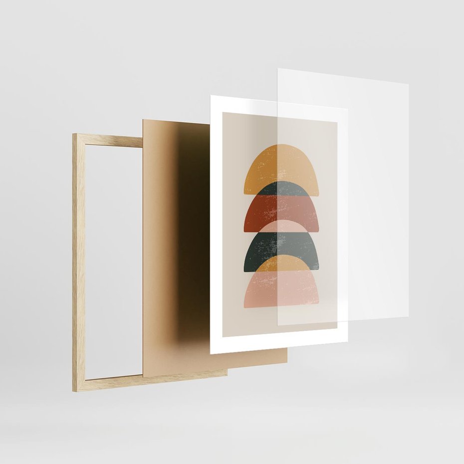 Plakat w ramie 30x40 - Energetyczne Wzory - nowoczesny plakat, abstrakcyjne kształty - rama drewno
