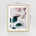 Plakat w ramie 40x50 - Pastelowe Liście w Minimalizmie - pastelowe liście, minimalistyczny obraz - rama drewno