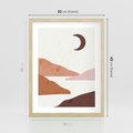 Plakat w ramie 30x40 - Księżycowa Refleksja - nowoczesna sztuka, góry - rama drewno
