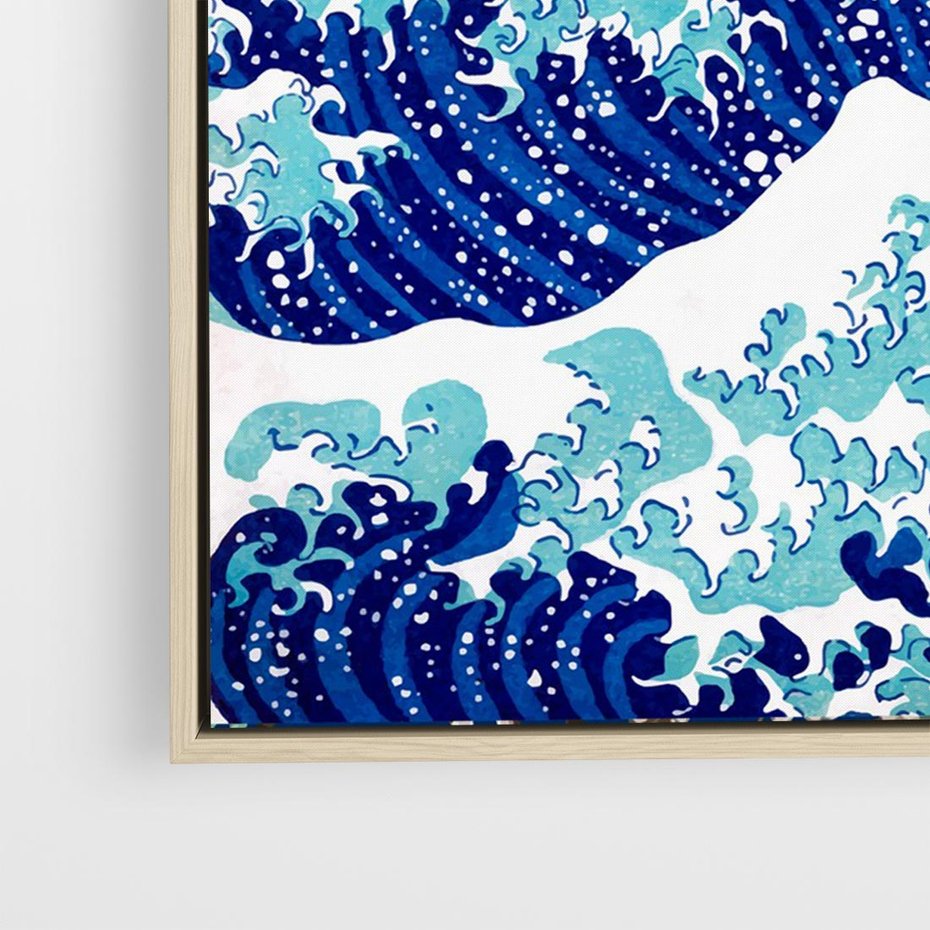 Obraz w ramie 120x80 - Fala Japandi - wielka fala w Kaganawie, obraz Hokusai - rama drewno