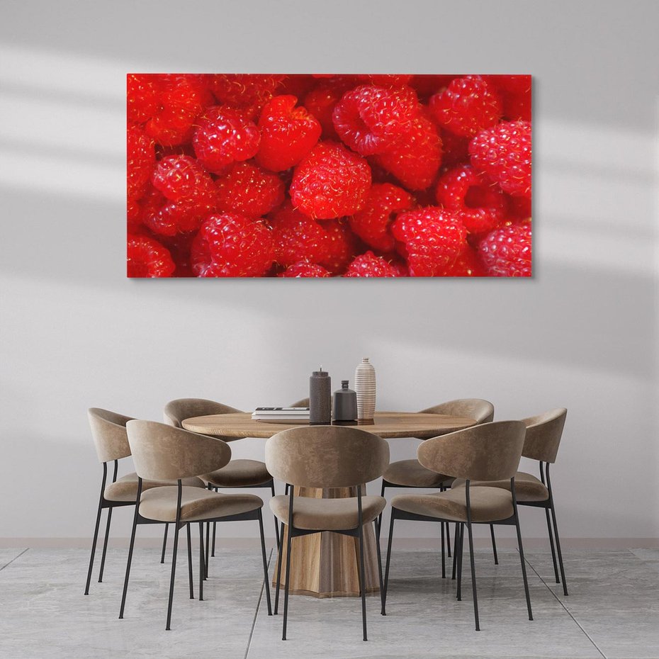 Obraz na płótnie 120x60 - "Maliny - Owocowy Raj - maliny, owoce