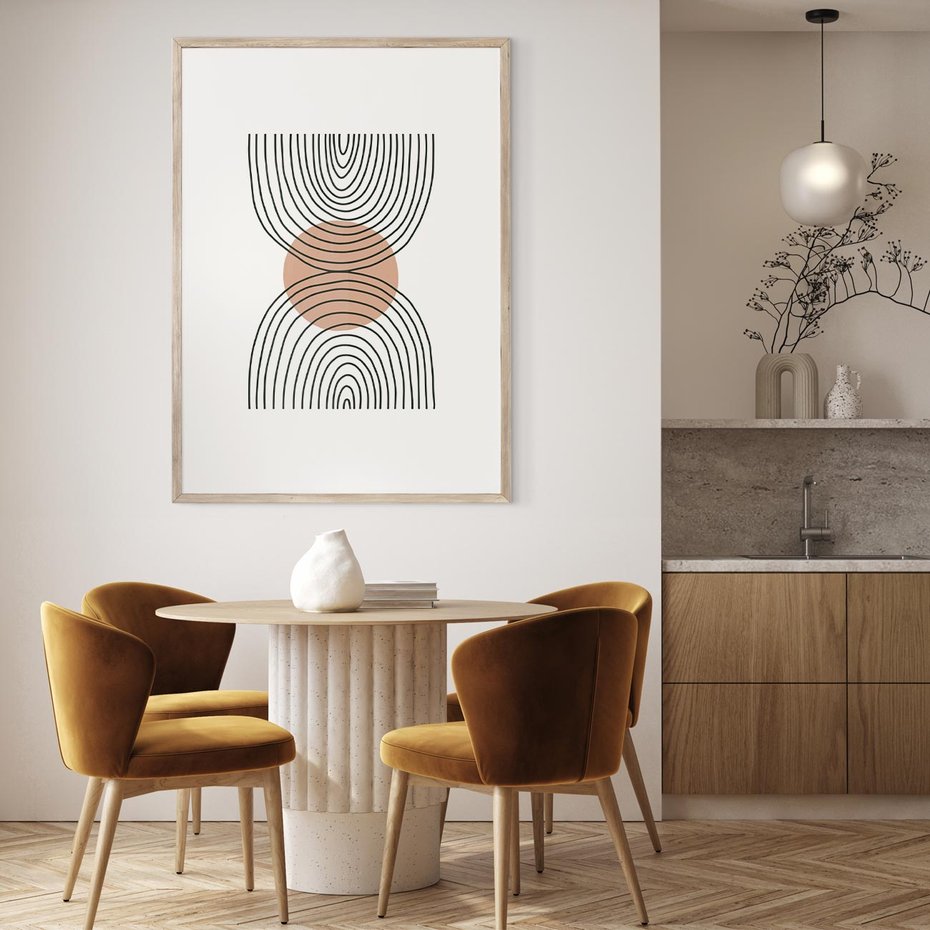 Plakat w ramie 40x50 - Przenikające Widzenia - półkola, koło - rama drewno
