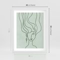 Plakat w ramie 40x50 - Spokojne Objęcia Natury - abstrakcja, zielony szkic - rama biała