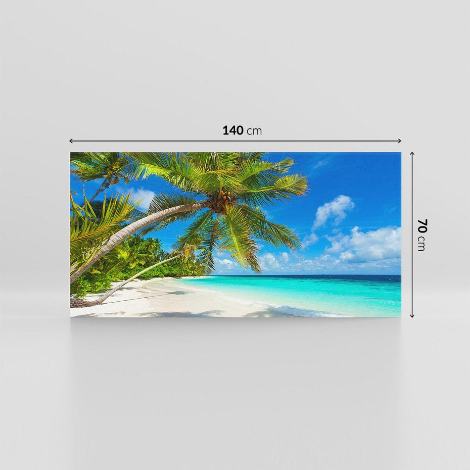 Obraz na płótnie 140x70 - Raj na Malediwach: Plaża, Morze i Palmy - Malediwy, plaża