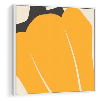 Obraz w ramie 50x50 - Migocące Formy - abstrakcyjny minimalistyczny obraz, żółta papryczka - rama biała