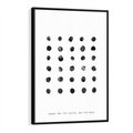 Obraz w ramie 50x70 - Boho Sztuka Wolości - minimalistyczny plakat, czarne kropki na białymtle - rama czarna