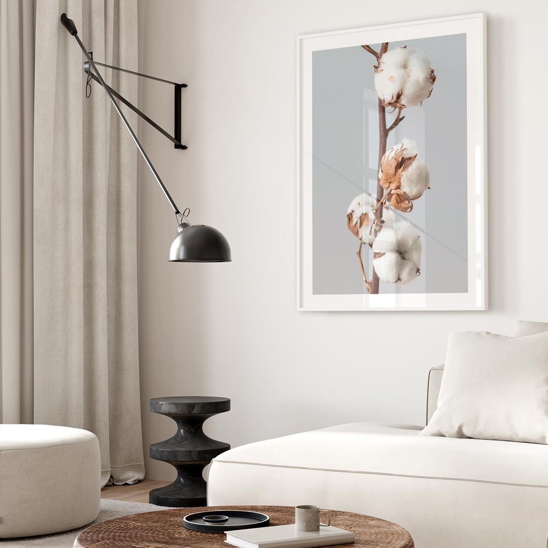 Plakat bez ramy 21x30 - Bawełniana boho miękkość - bawełna, boho