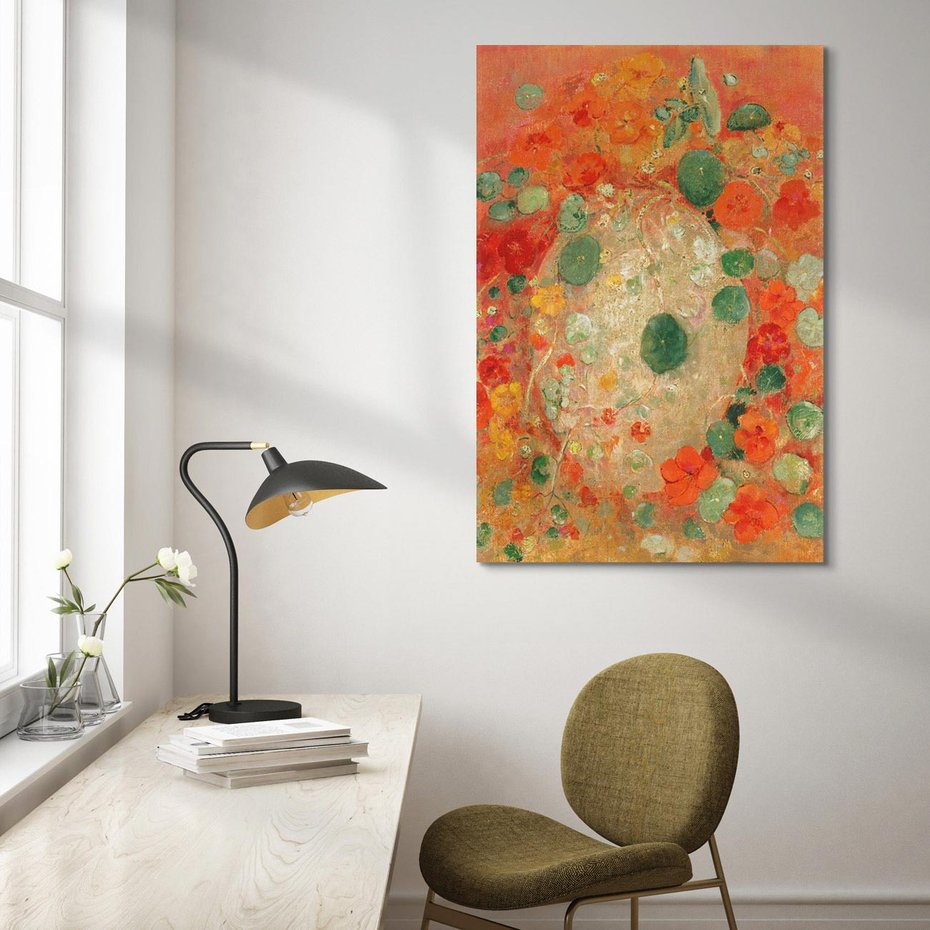 Obraz na płótnie 50x70 - "Nasturcje" (1905) Odilon Redon - Reprodukcja - reprodukcja, obraz na płótnie