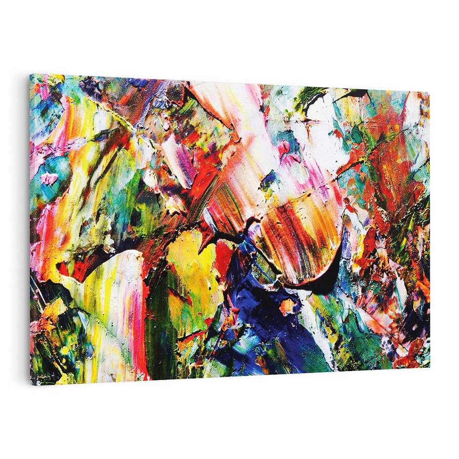 Obraz na płótnie 100x70 - Szalejące ognie kolorów - abstrakcja, farby olejne