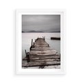 Plakat w ramie 50x70 - Spokój nad Jeziorem - pomost, jezioro - rama biała