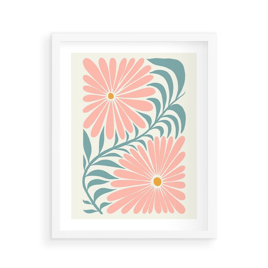 Plakat w ramie 40x50 - Kształtując Marzenia - kwiaty, sztuka nowoczesna - rama biała