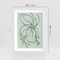 Plakat w ramie 30x40 - Energetyczne Odrodzenie Natury - abstrakcyjne delikatne zielone linie, podobne do gałęzi kwiatów - rama biała