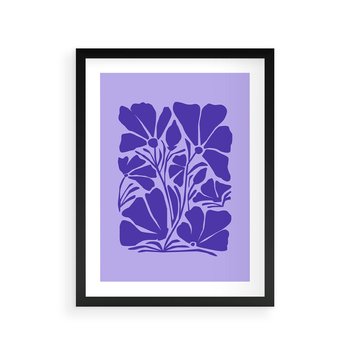 Plakat w ramie 40x50 - Migocące Boho Wibracje - kwiaty, energetyczne fioletowe tło - rama czarna