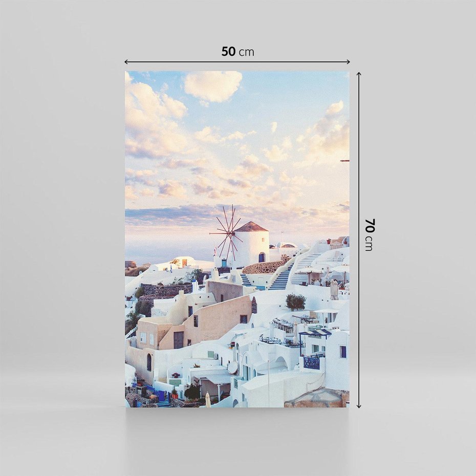 Obraz na płótnie 50x70 - Biel ponad Błękitem - Santorini, białe budynki