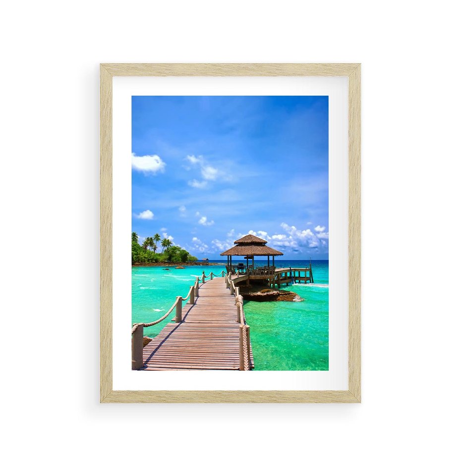 Plakat w ramie 30x40 - Magia tropikalnego oceanu - ocean, tropiki - rama drewno