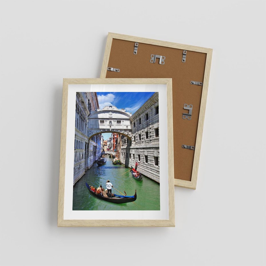 Plakat w ramie 30x40 - Romantyczna gondola w Wenecji - Wenecja, gondola - rama drewno