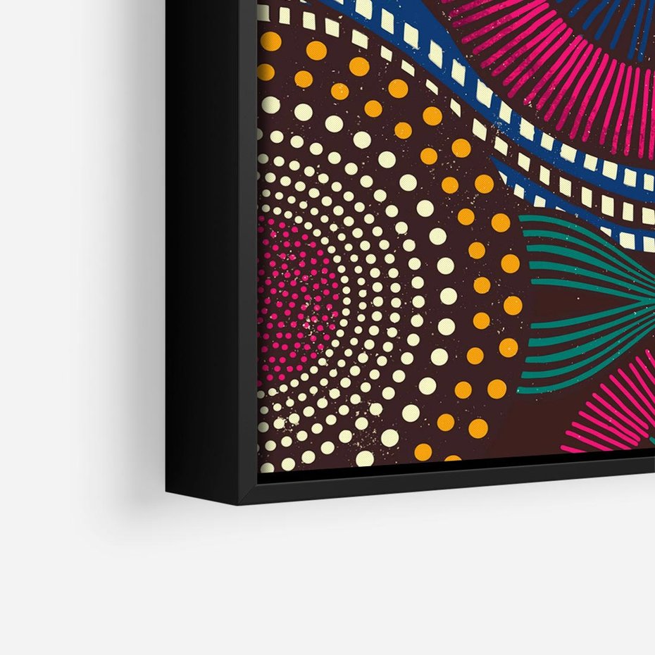 Obraz w ramie 50x50 - Energia Wzorców - enticzne wzory, kształty - rama czarna