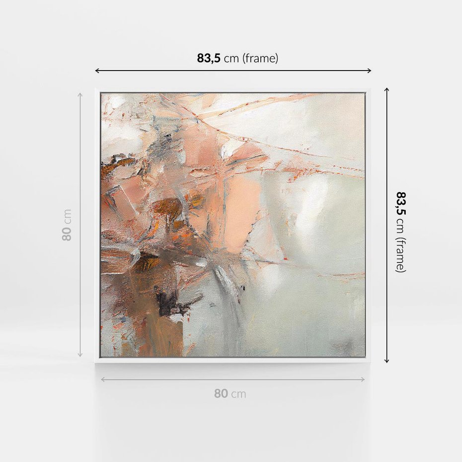 Obraz w ramie 80x80 - Taniec księżycowego pyłu - abstrakcja, tekstury farb - rama biała